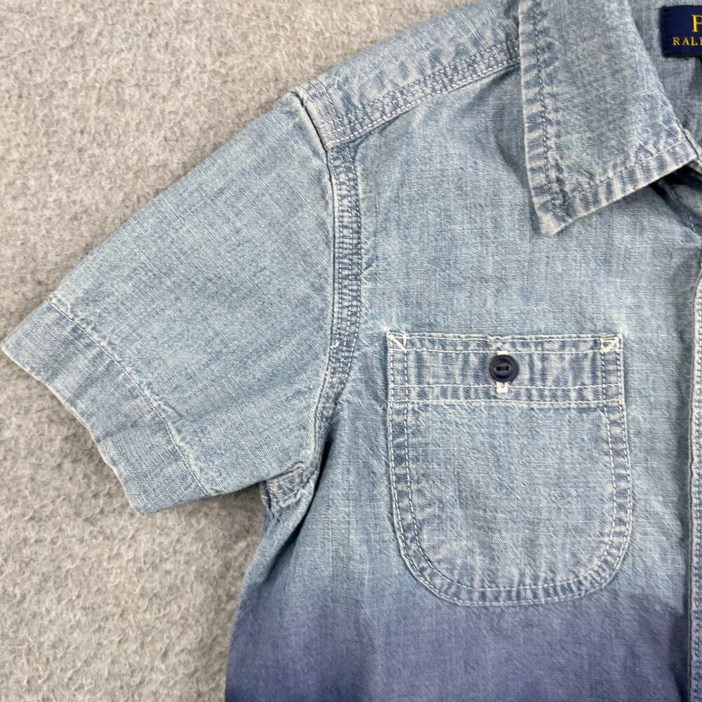 Polo Ralph Lauren Toddler 4T Short Sleeve Shirt Navy Ombre Denim Style Pocket - Picture 3 of 7